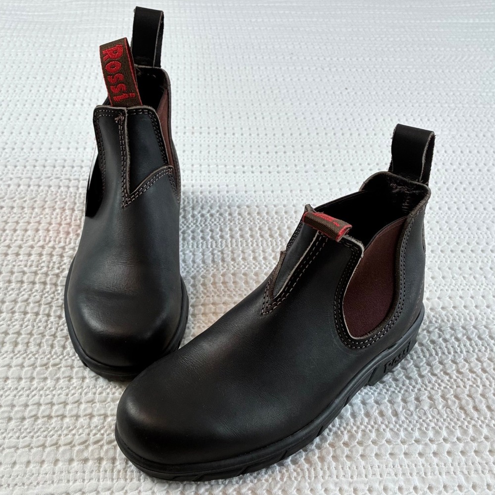 New Rossi Endura Boots Claret Brown Leather Chelsea Women US 7.5 Work Classic